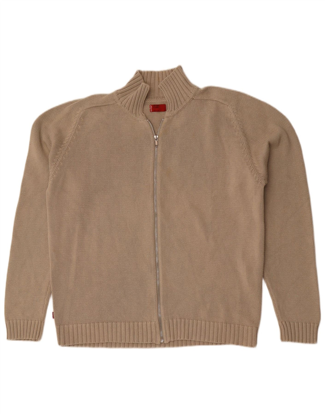 Levi's Mens Full Zip Cardigan Sweater XL Beige Cotton