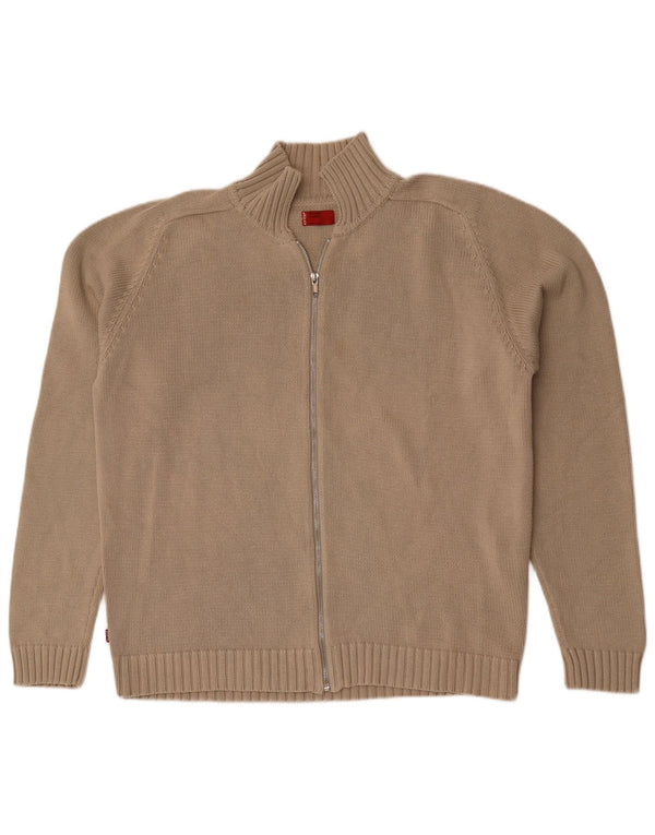 Levi's Mens Full Zip Cardigan Sweater XL Beige Cotton