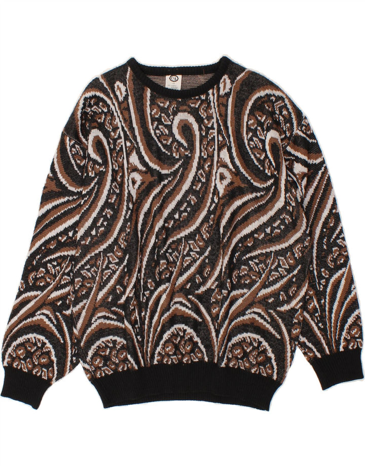 C&A Womens Abstract Pattern Boat Neck Jumper Sweater IT 48 XL Grey Acrylic Vintage C&A and Second-Hand C&A from Messina Hembry 