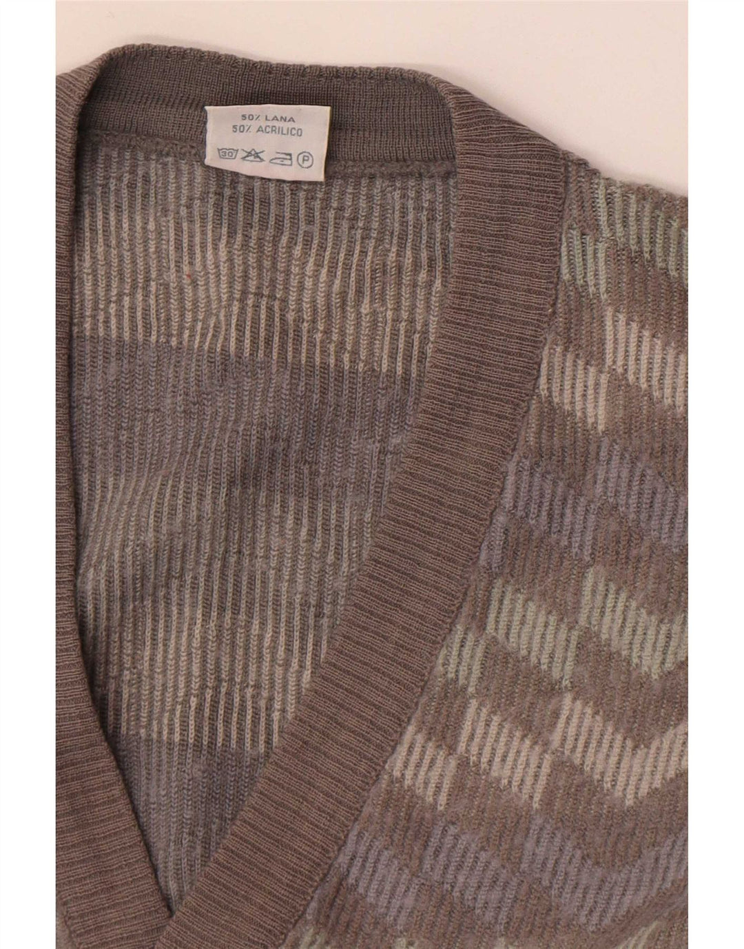 Bernardini Mens Cardigan Sweater Medium Grey Striped Wool