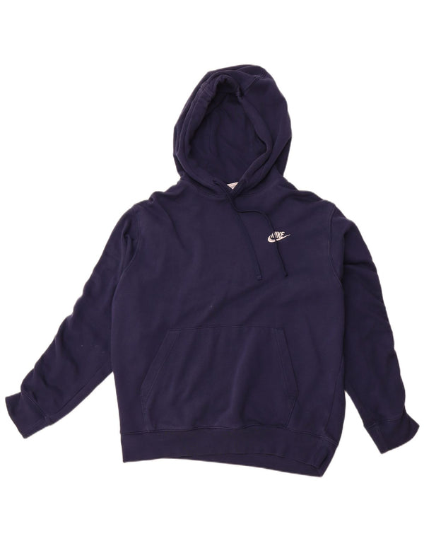 Nike Mens Graphic Hoodie Jumper Large Navy Blue Cotton