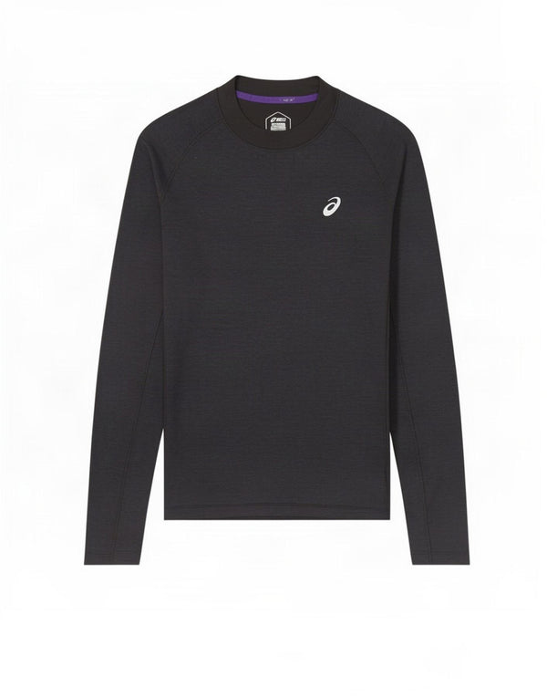 Asics Mens Top Long Sleeve Medium Navy Blue Flecked Polyester