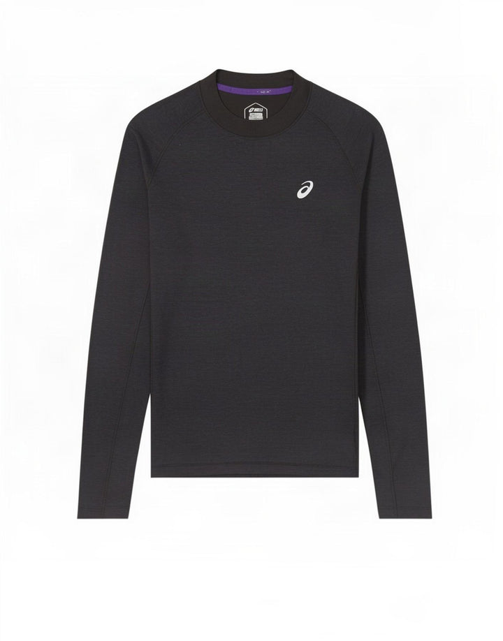 Asics Mens Top Long Sleeve Medium Navy Blue Flecked Polyester