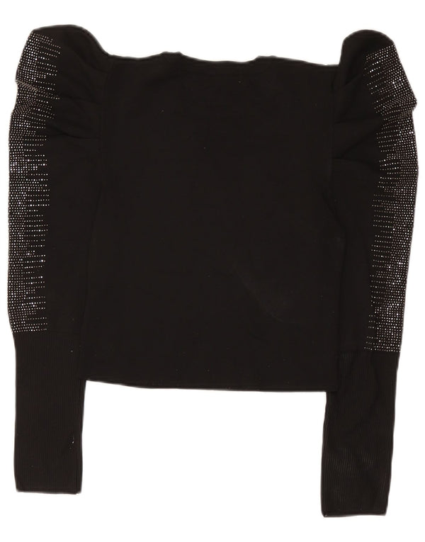 Zara Womens Long Sleeve Blouse Top UK 12 Medium Black