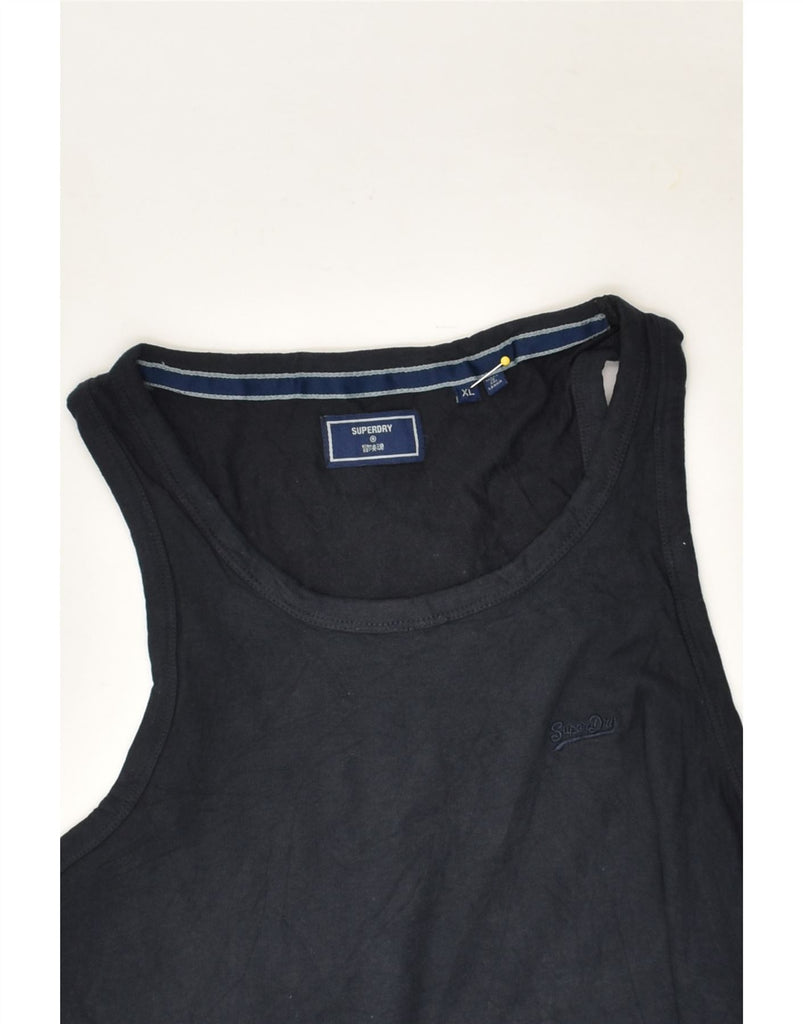 SUPERDRY Womens Vest Top UK 18 XL Navy Blue Cotton | Vintage Superdry | Thrift | Second-Hand Superdry | Used Clothing | Messina Hembry 