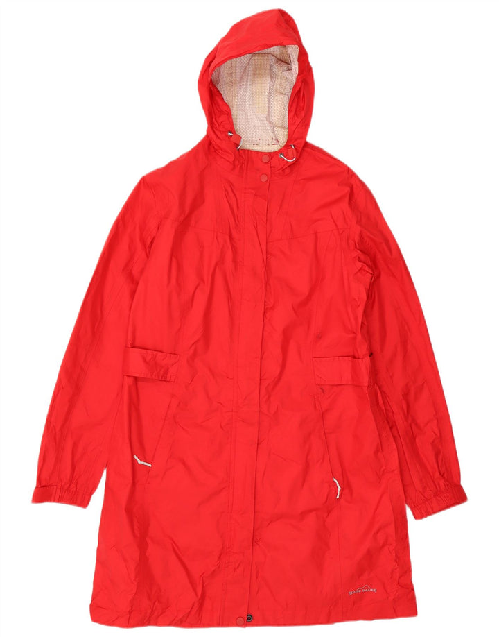 Eddie Bauer Womens Hooded Raincoat UK 14 Medium Red Nylon