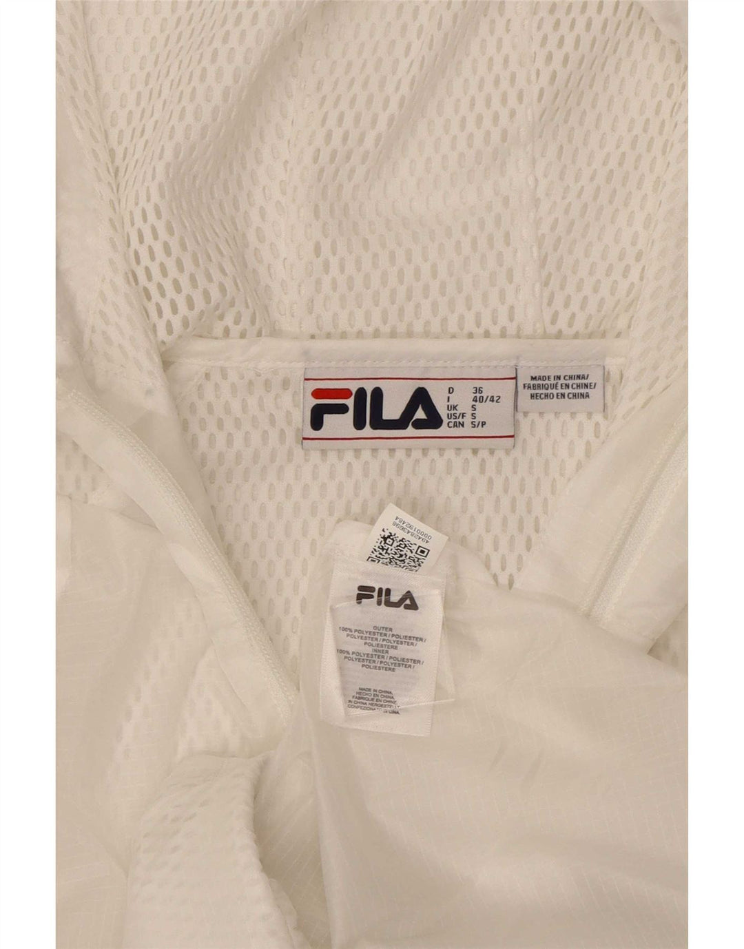Fila Womens Graphic Hooded Tracksuit Top Jacket UK 10 Small White Polyester