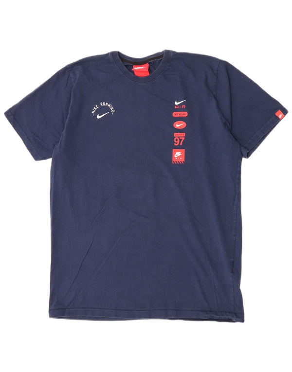 Nike Mens Graphic T-Shirt Top Large Navy Blue Cotton