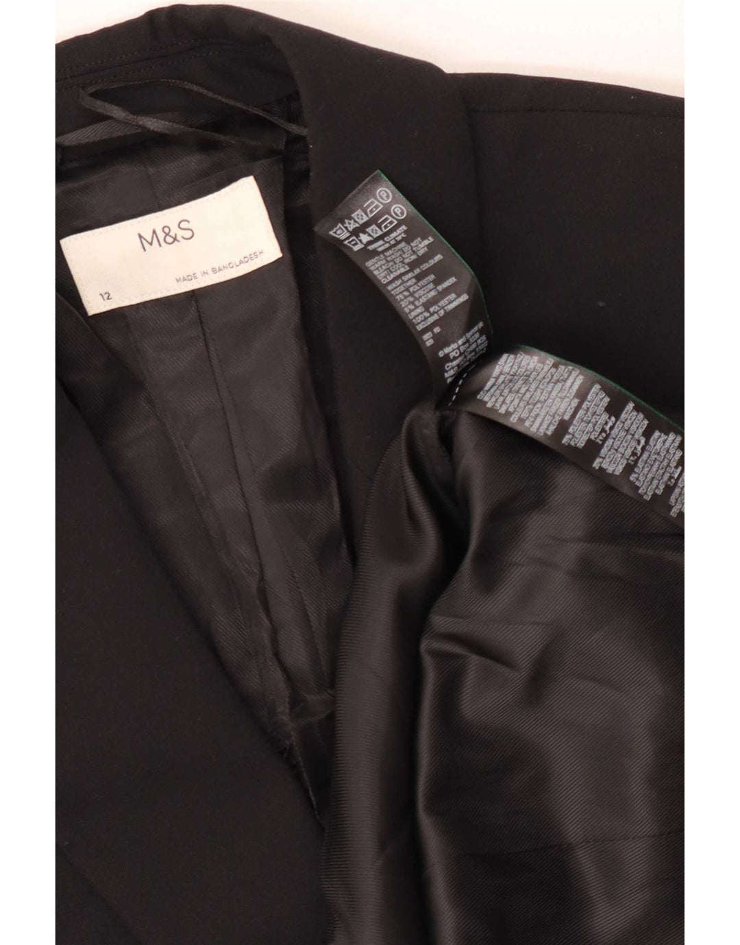 Marks & Spencer Womens 1 Button Blazer Jacket UK 12 Medium Black Polyester