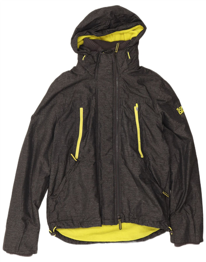 Superdry Mens Windattacker Hooded Windbreaker Jacket UK 40 Large Grey Nylon