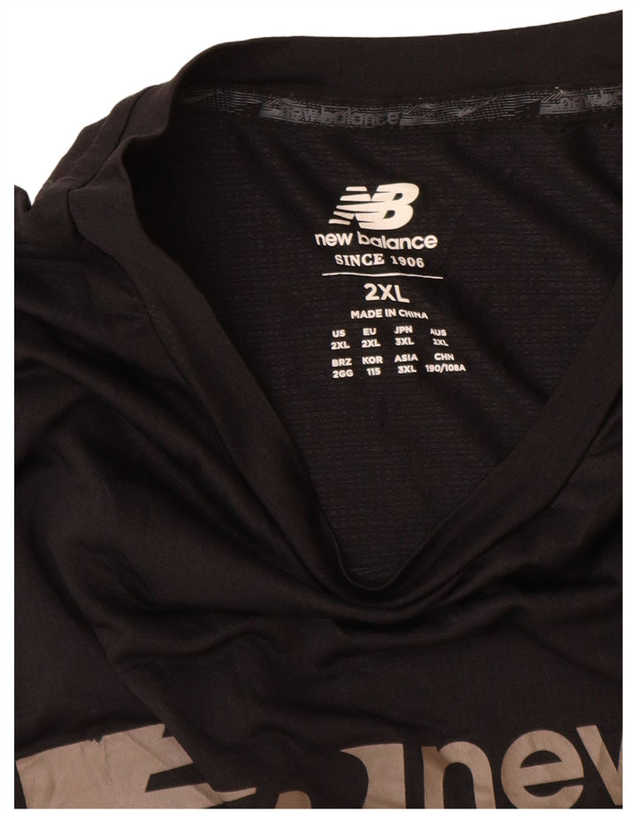 New Balance Mens Graphic T-Shirt Top 2XL Black Polyester