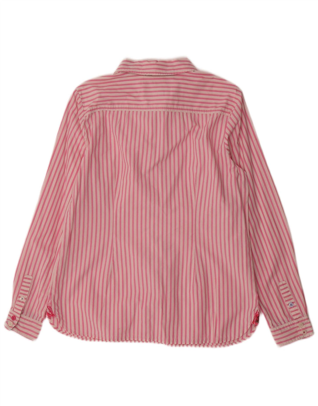 JOULES Womens Shirt UK 14 Large Pink Pinstripe Cotton