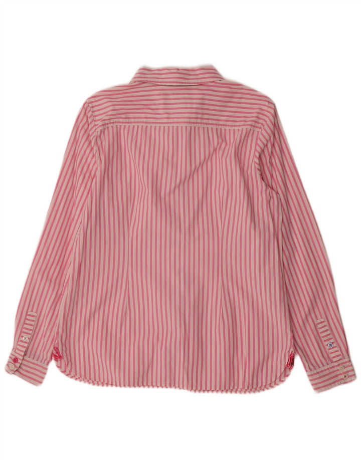 JOULES Womens Shirt UK 14 Large Pink Pinstripe Cotton