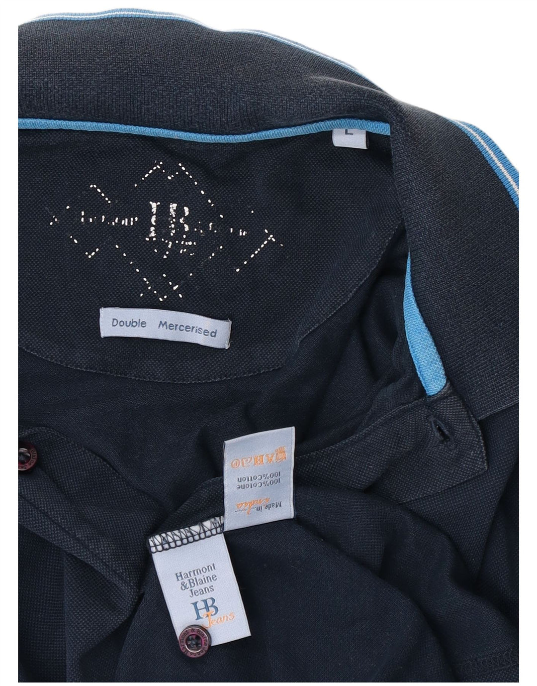Harmont & Blaine Mens Polo Shirt Large Navy Blue Cotton