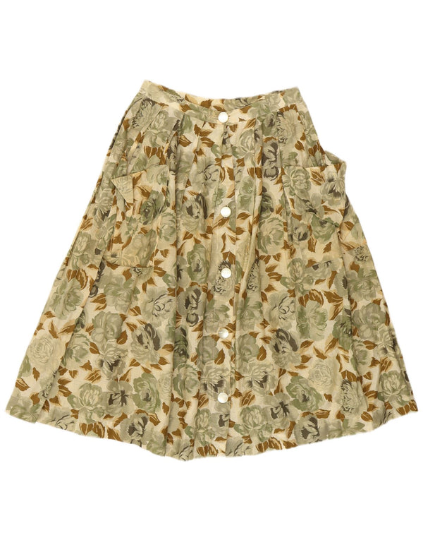 Benetton Womens Pleated Skirt Small W26 Green Floral