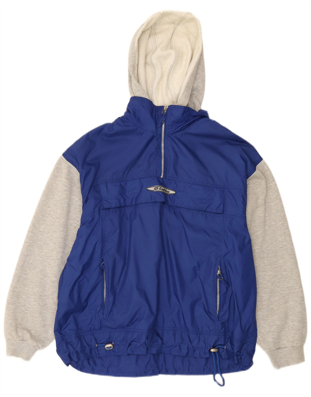 Lotto Mens Hooded Pullover Tracksuit Top Jacket Large Blue Colourblock