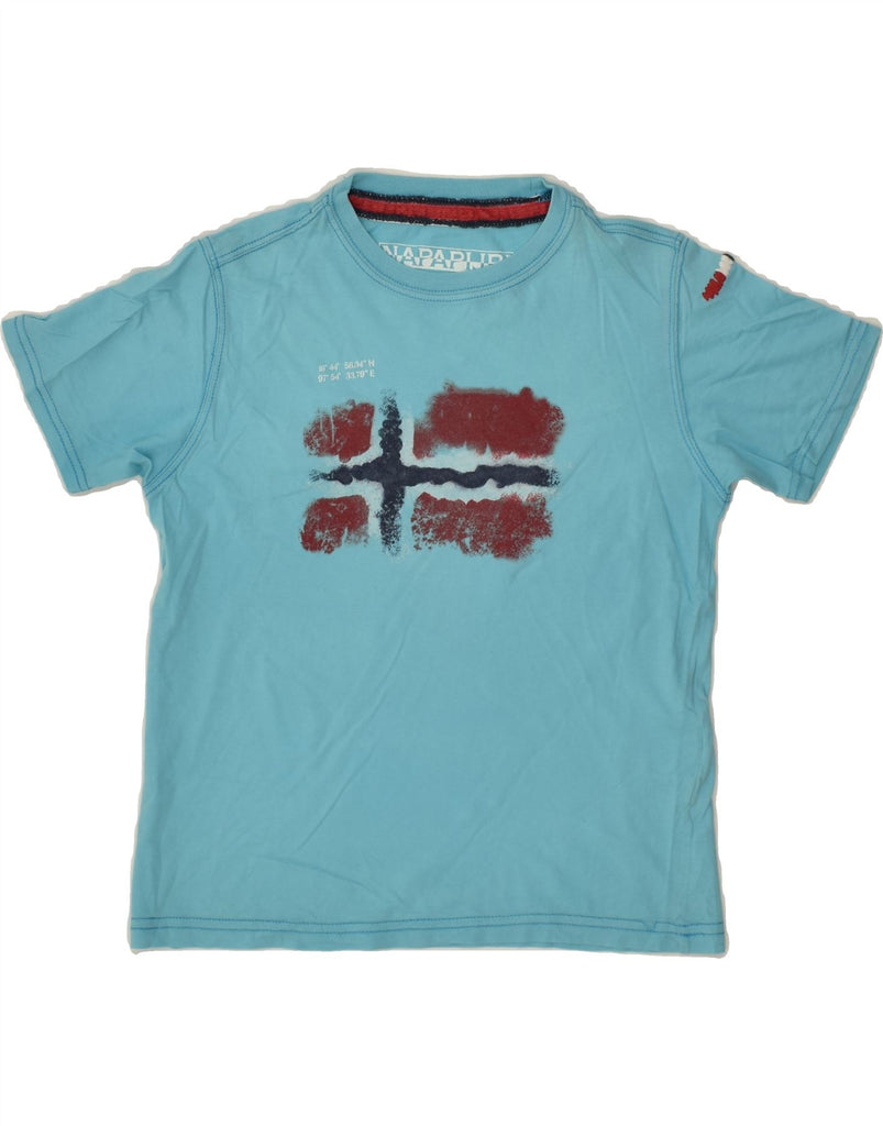 NAPAPIJRI Girls Graphic T-Shirt Top 7-8 Years Blue Cotton | Vintage Napapijri | Thrift | Second-Hand Napapijri | Used Clothing | Messina Hembry 