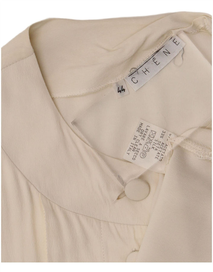 Vintage Womens Shirt Blouse IT 44 Medium White Acetate