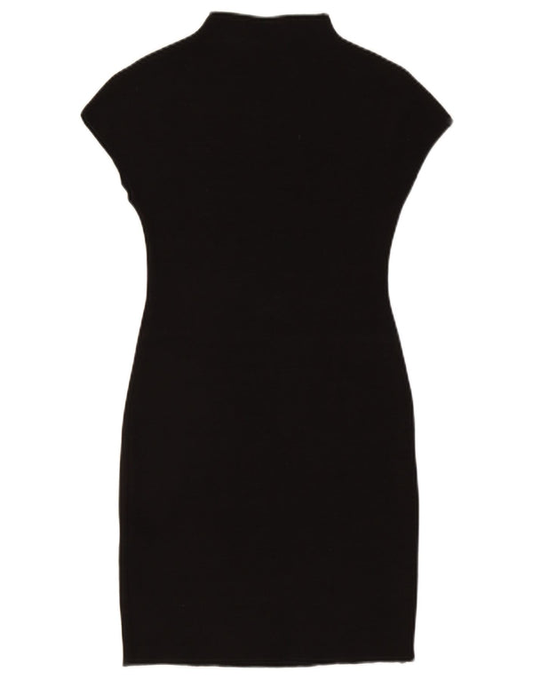 Zara Womens Short Sleeves Bodycon Dress UK 8 Small Black Viscose