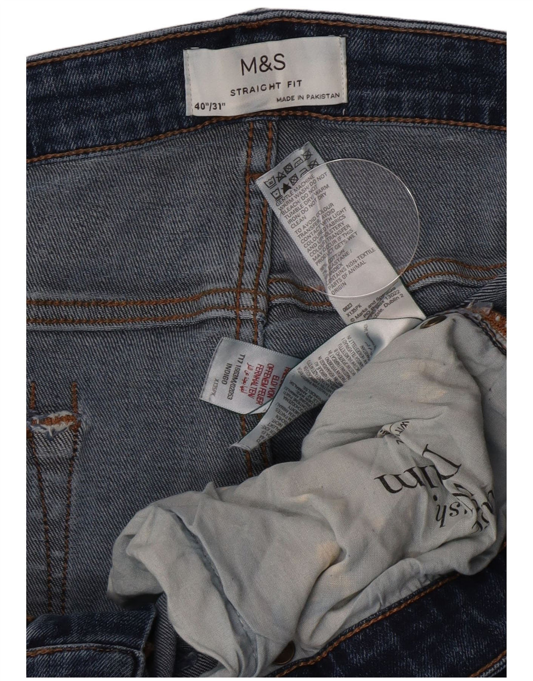 Marks & Spencer Mens Straight Jeans W40 L31 Blue Cotton