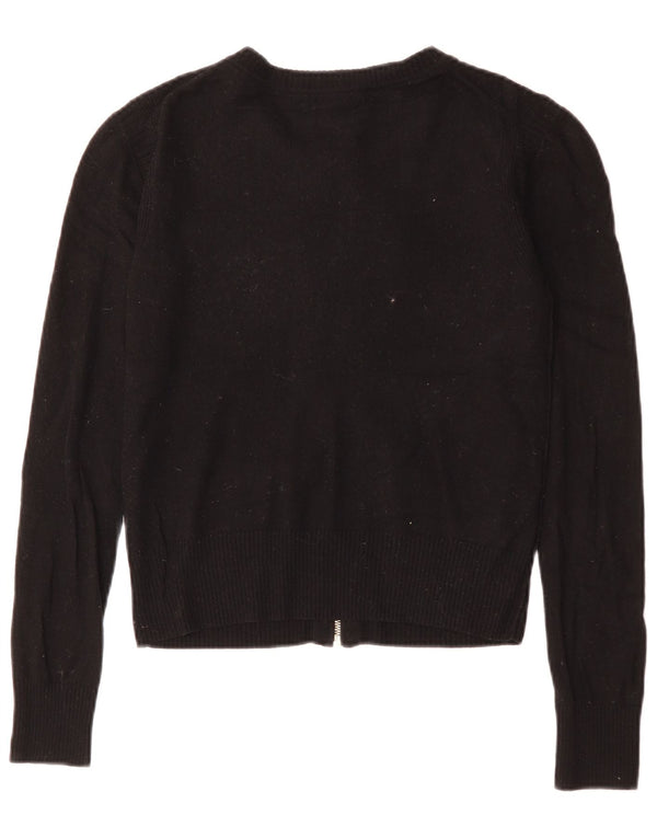 Juicy Couture Womens Crop Cardigan Sweater UK 10 Small Black Wool