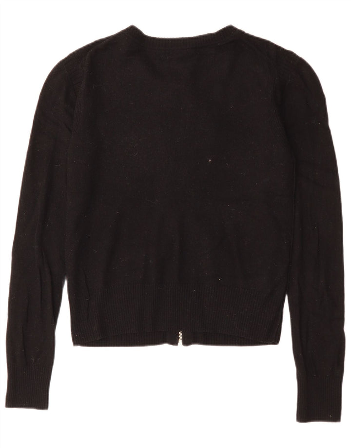 Juicy Couture Womens Crop Cardigan Sweater UK 10 Small Black Wool