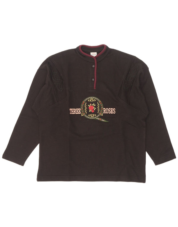 Campagnolo Womens Oversized Graphic Sweatshirt Jumper UK 16 Large Black
