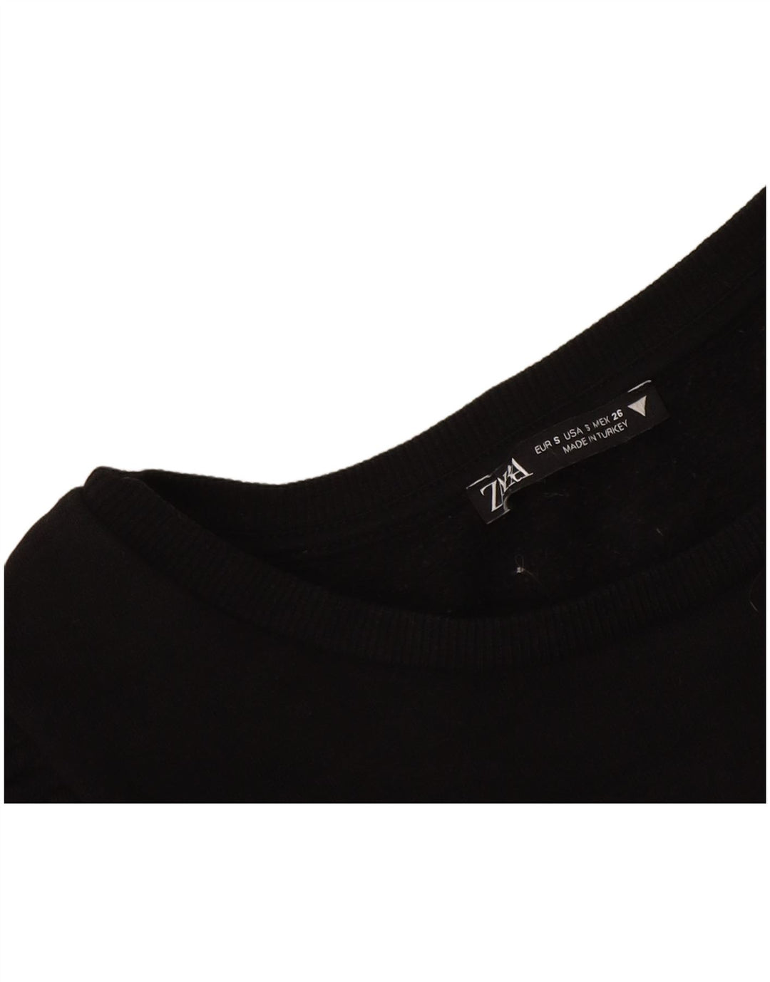 Zara Womens Crop Top Long Sleeve UK 8 Small Black