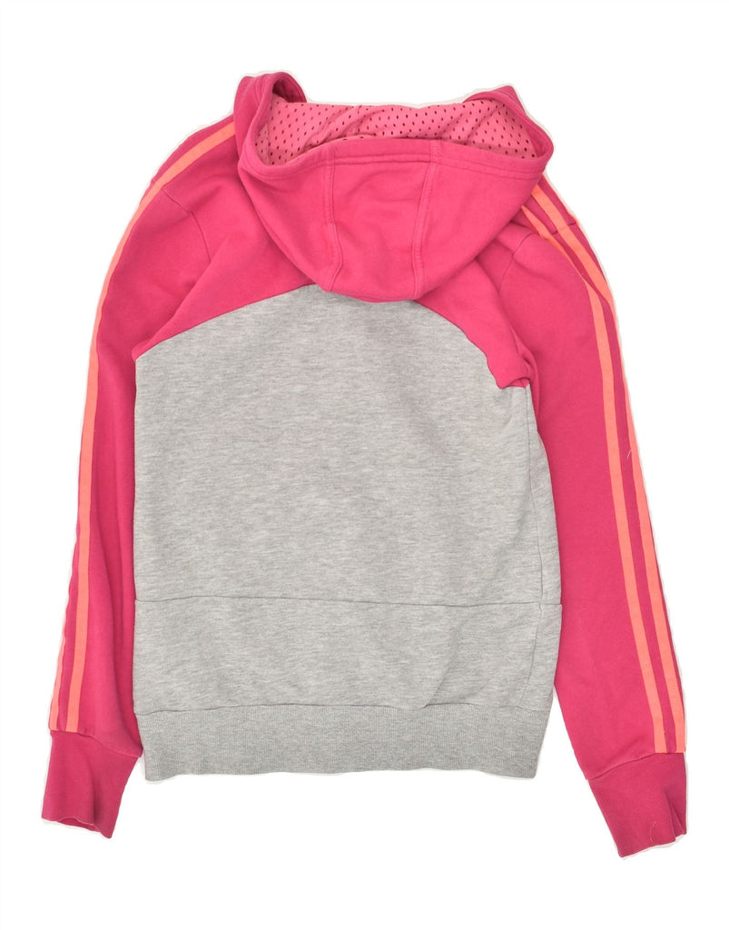 ADIDAS Girls Zip Hoodie Sweater 13-14 Years Grey Colourblock Cotton | Vintage Adidas | Thrift | Second-Hand Adidas | Used Clothing | Messina Hembry 