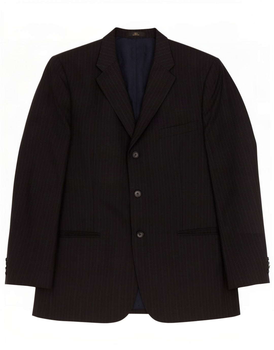 Valentino Mens 3 Button Blazer Jacket IT 54 2XL Black Pinstripe Classic