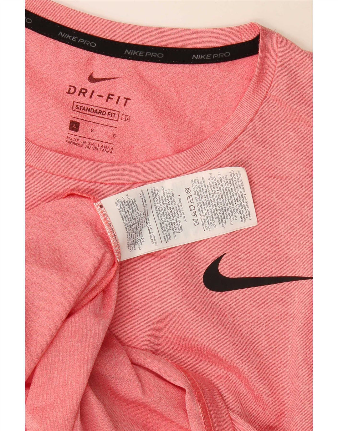 Nike Mens Dri Fit Standard T-Shirt Top Large Pink Polyester