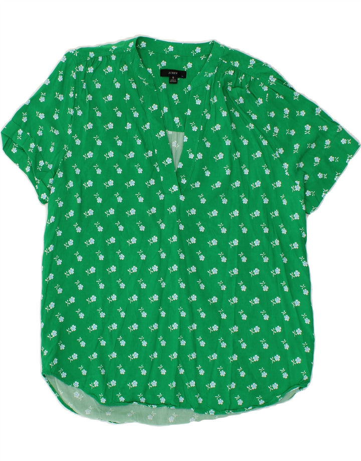 J. CREW Womens Blouse Top UK 10 Small Green Floral Viscose Vintage J. Crew and Second-Hand J. Crew from Messina Hembry 