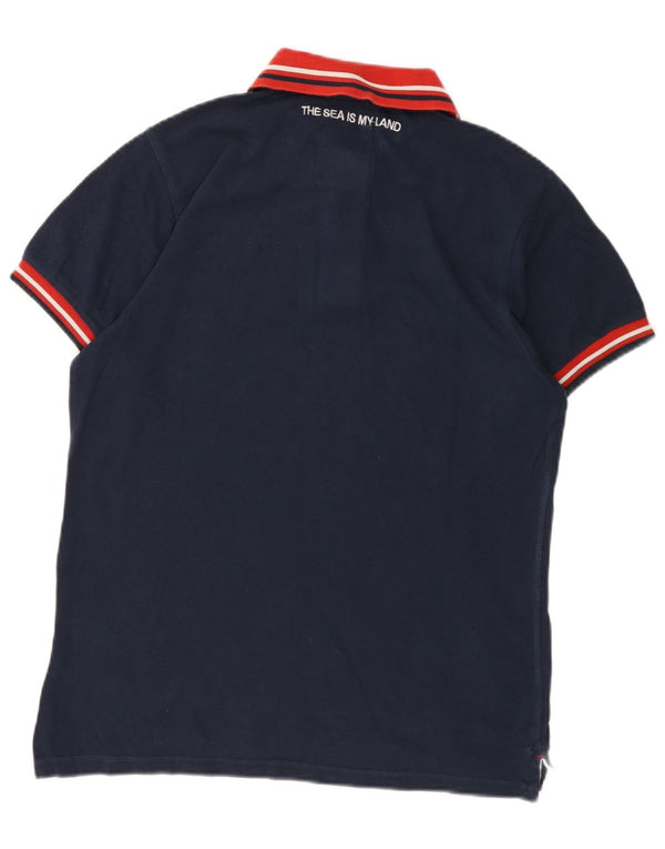 North Sails Mens Polo Shirt Large Navy Blue Colourblock Cotton