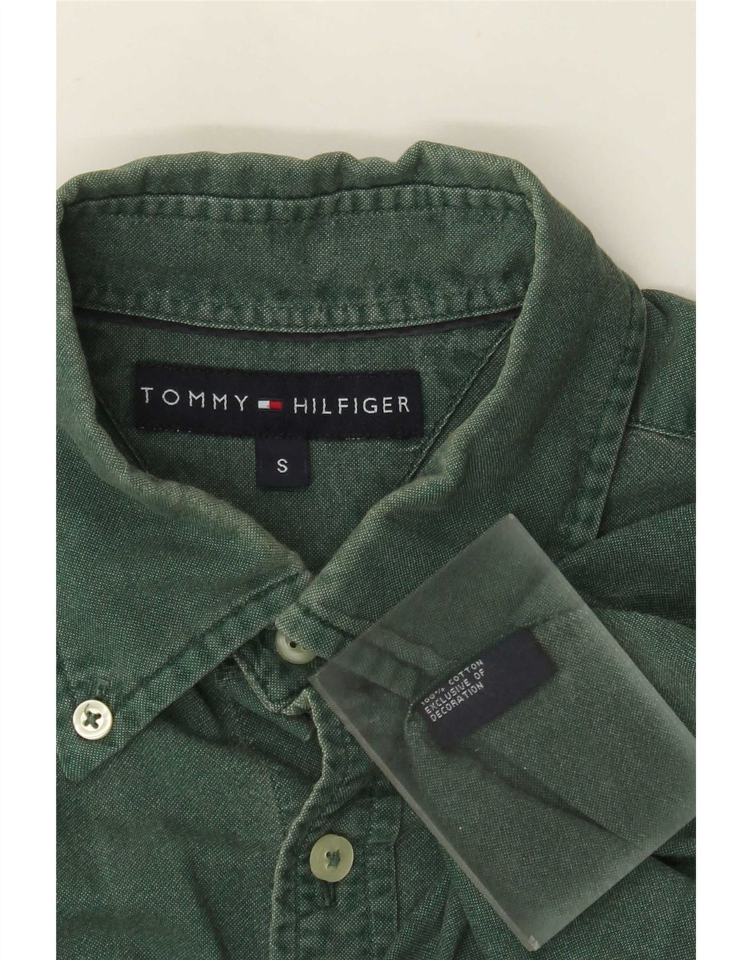 Tommy Hilfiger Mens Shirt Small Green Cotton