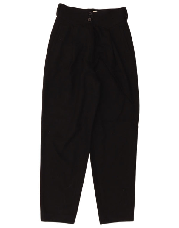 Rosanna Manzoni Womens High Waist Casual Trousers IT 40 Small W24 L25 Black