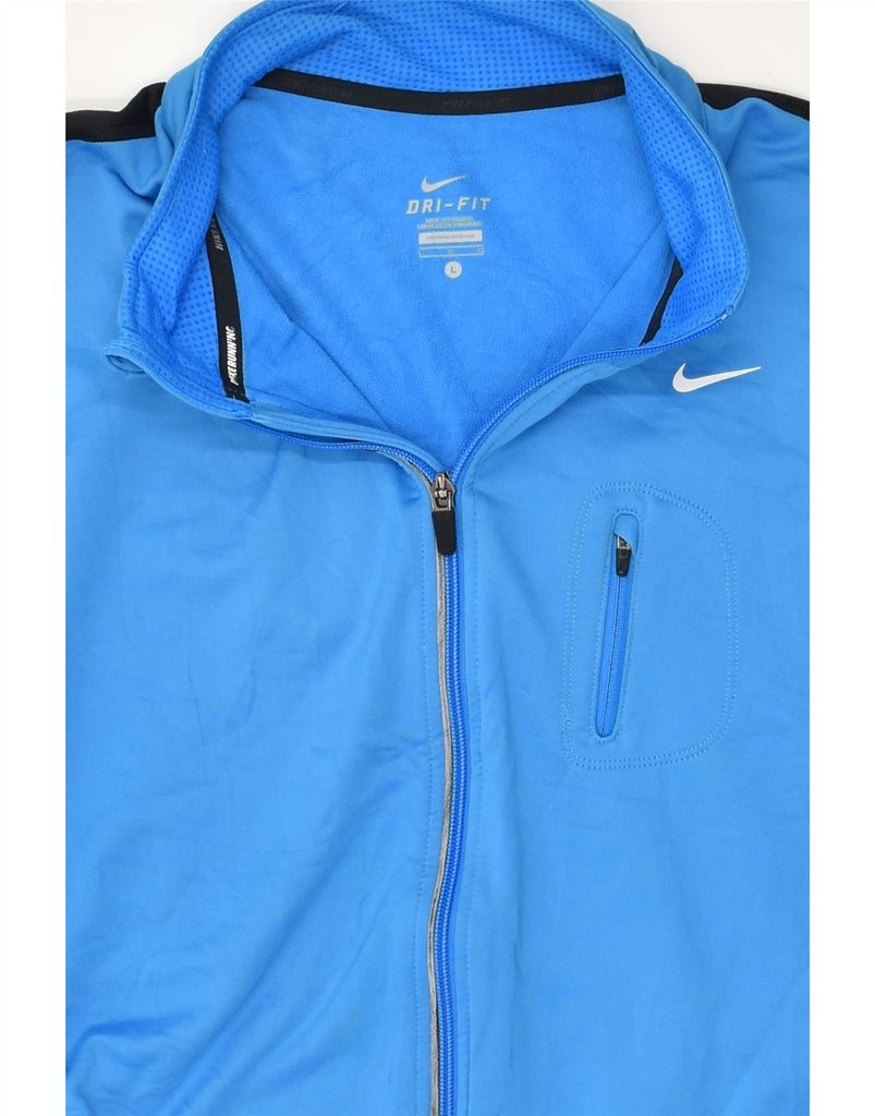 NIKE Mens Dri Fit Tracksuit Top Jacket Large Blue Polyester | Vintage Nike | Thrift | Second-Hand Nike | Used Clothing | Messina Hembry 