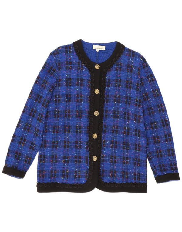 Carolina Pedrjoni Womens Cardigan Sweater IT 50 XL Blue Check Acrylic