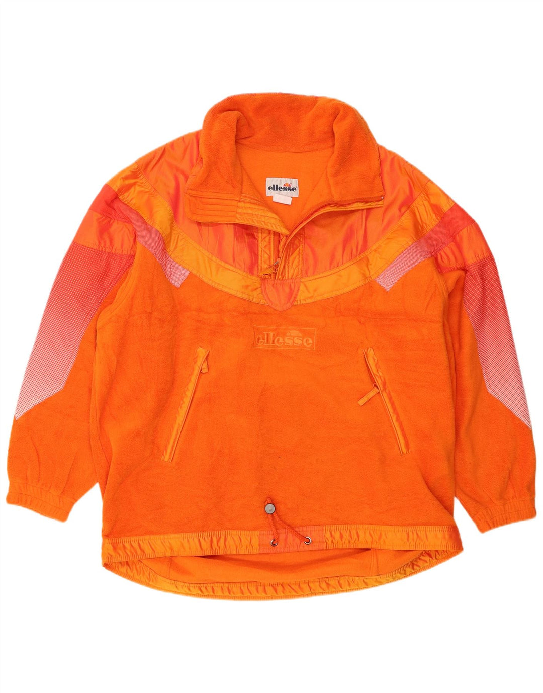 Ellesse Mens Zip Neck Fleece Jumper IT 54 XL Orange Colourblock Polyester
