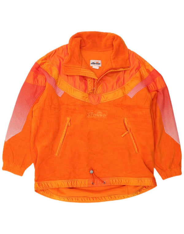 Ellesse Mens Zip Neck Fleece Jumper IT 54 XL Orange Colourblock Polyester