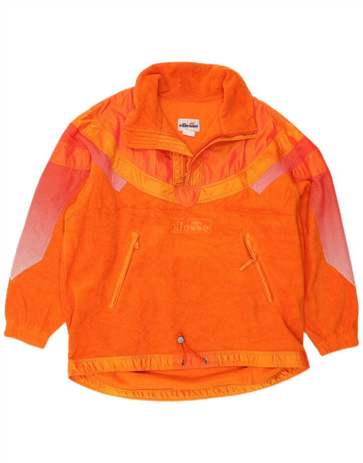 Ellesse Mens Zip Neck Fleece Jumper IT 54 XL Orange Colourblock Polyester