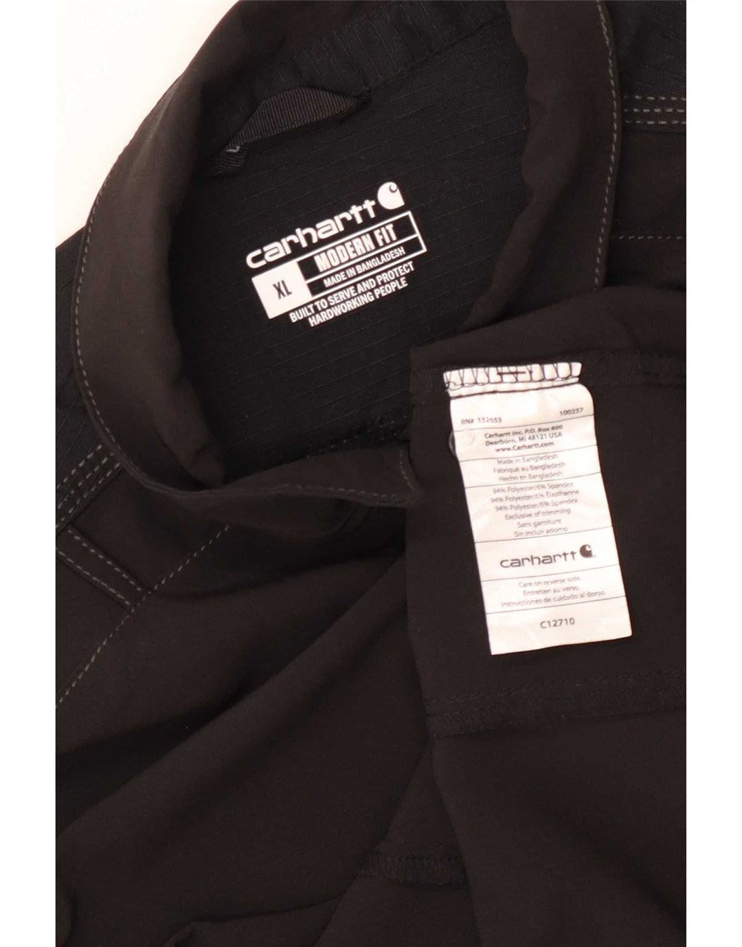 Carhartt Mens Modern Fit Short Sleeve Pullover Shirt XL Black Polyester