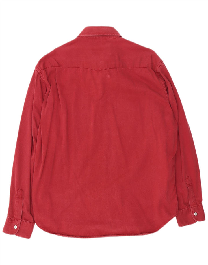 Carrera Mens Denim Shirt Large Burgundy Cotton