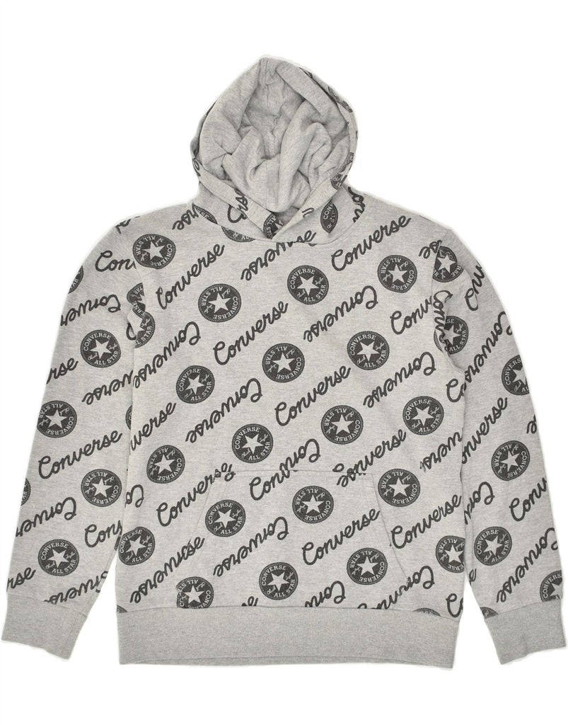 CONVERSE Boys Graphic Hoodie Jumper 13-14 Years XL  Grey Geometric Cotton | Vintage Converse | Thrift | Second-Hand Converse | Used Clothing | Messina Hembry 