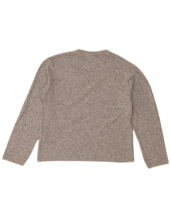 Zara Girls Crew Neck Jumper Sweater 11-12 Years Grey Polyester