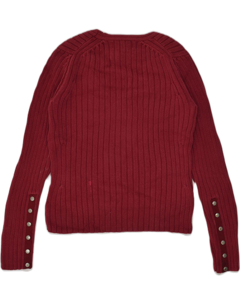 BANANA REPUBLIC Womens V-Neck Jumper Sweater UK 14 Medium Red Cotton | Vintage Banana Republic | Thrift | Second-Hand Banana Republic | Used Clothing | Messina Hembry 