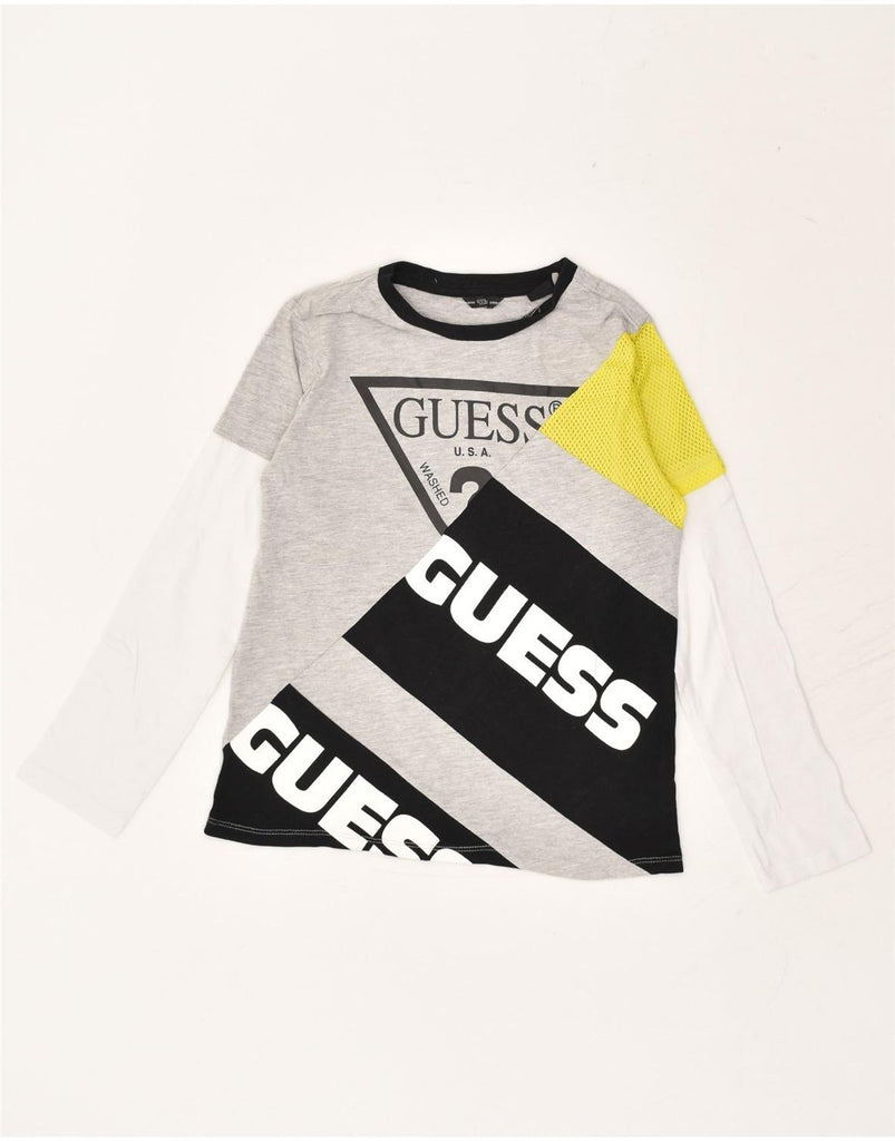 GUESS Boys Graphic Top Long Sleeve 9-10 Years Grey Colourblock Cotton | Vintage Guess | Thrift | Second-Hand Guess | Used Clothing | Messina Hembry 