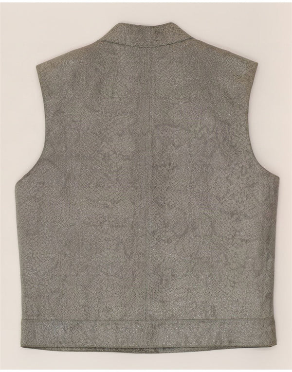 Conbipel Womens Leather Gilet IT 44 Medium Grey Animal Print