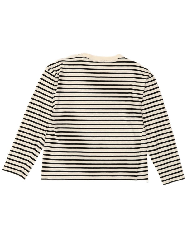 Zara Womens Top Long Sleeve UK 10 Small White Striped