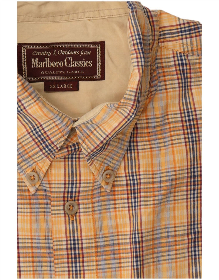 Marlboro Classics Mens Short Sleeve Shirt 2XL Beige Check