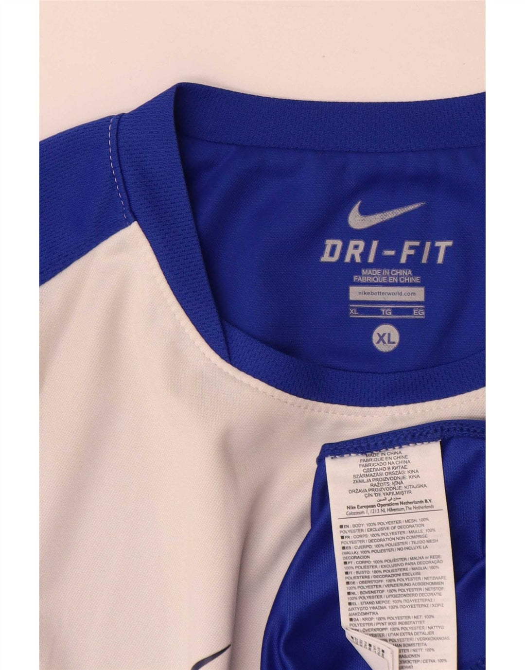 Nike Mens Dri Fit T-Shirt Top XL Blue Colourblock Polyester